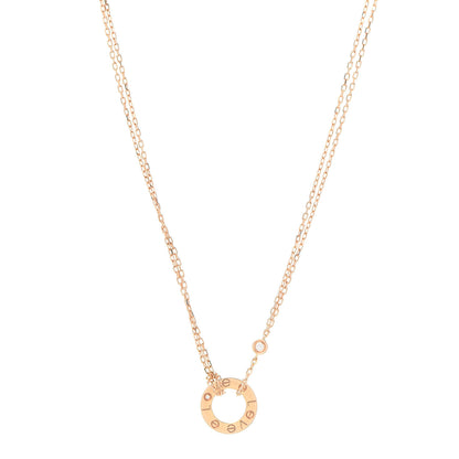 Cartier 18K Pink Gold 2 Diamond LOVE Necklace 1 of 6