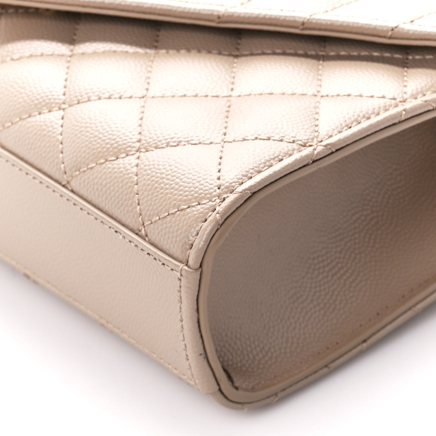 Grain De Poudre Textured Mixed Matelasse Triquilt Small Monogram Satchel Dark Beige