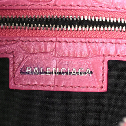 Balenciaga Extra Supple Calfskin Crocodile Embossed Small Le Cagole Shoulder Bag Sweet Pink 7 of 9