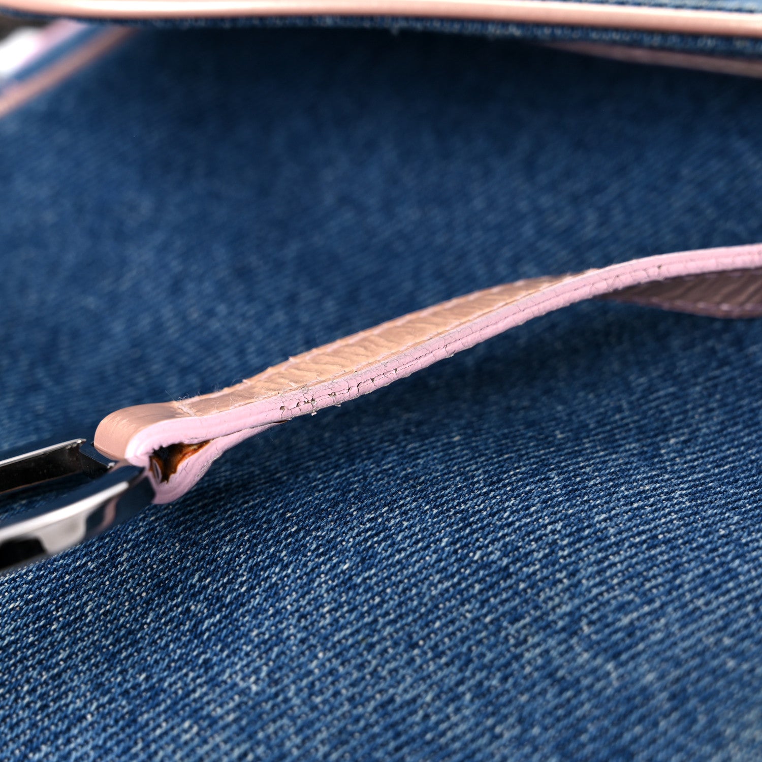 Christian Dior Patent Denim Jeans Saddle Bag Blue Pink 16 of 27