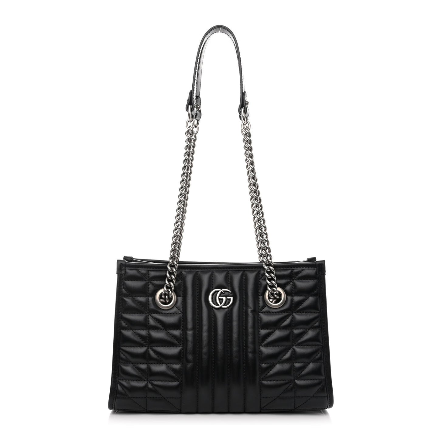 Calfskin Matelasse Aria Small GG Marmont Shoulder Tote Black