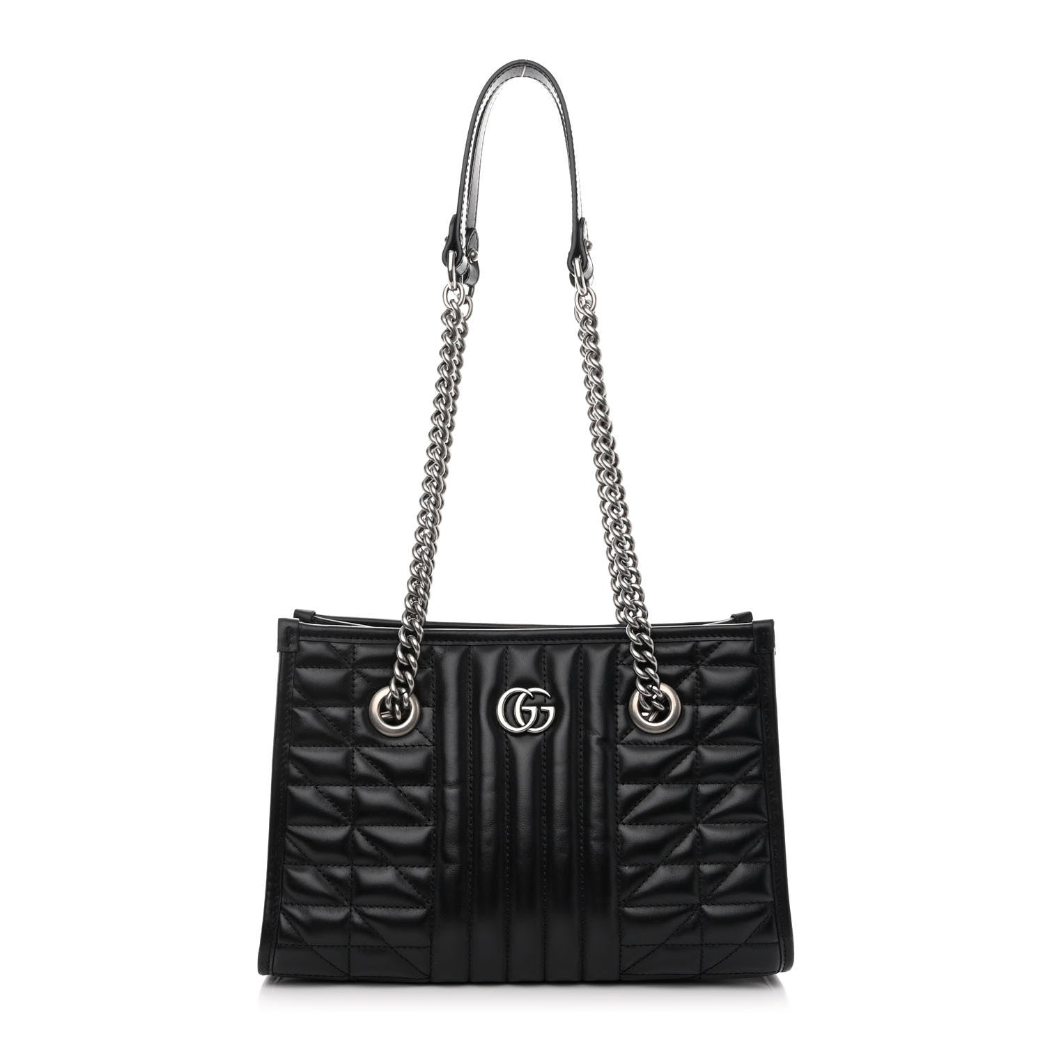 Gucci Calfskin Matelasse Aria Small GG Marmont Shoulder Tote Black 1 of 11