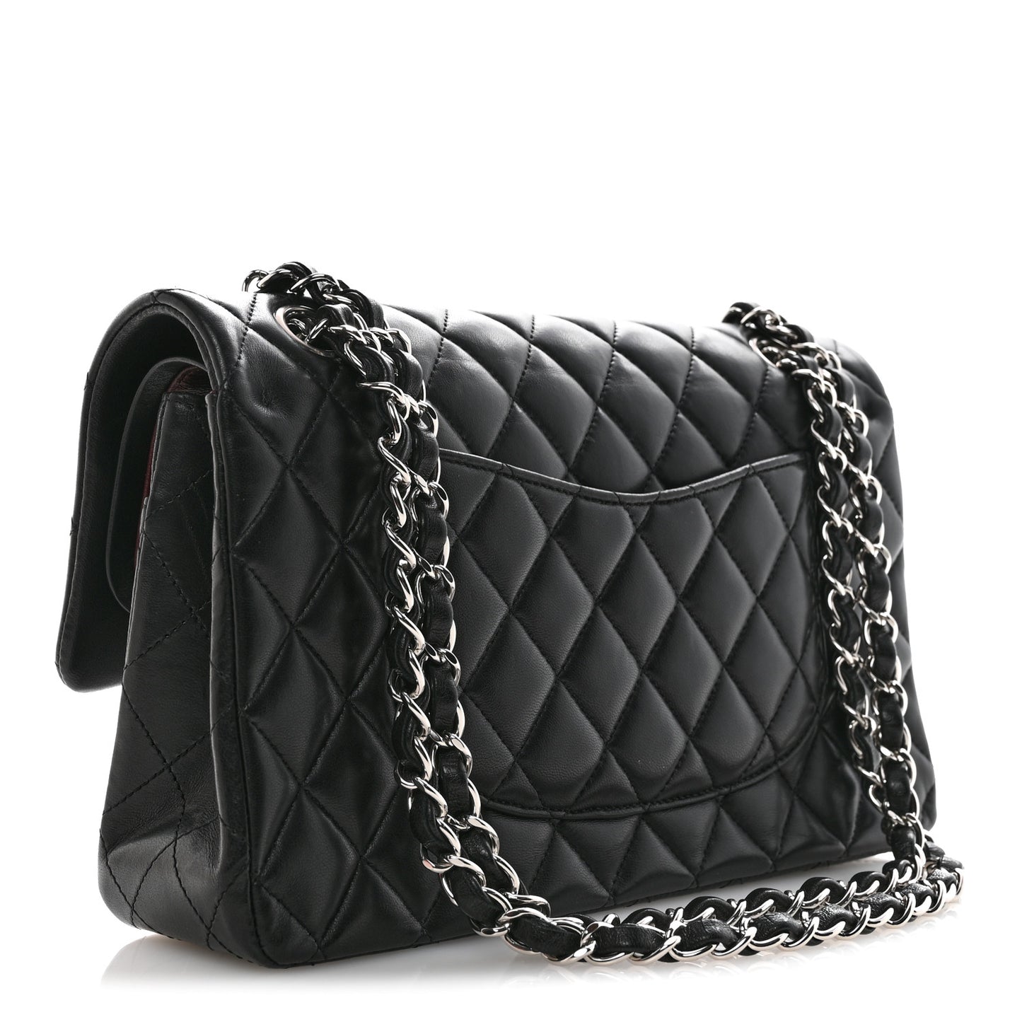 Lambskin Quilted Medium Double Flap Black