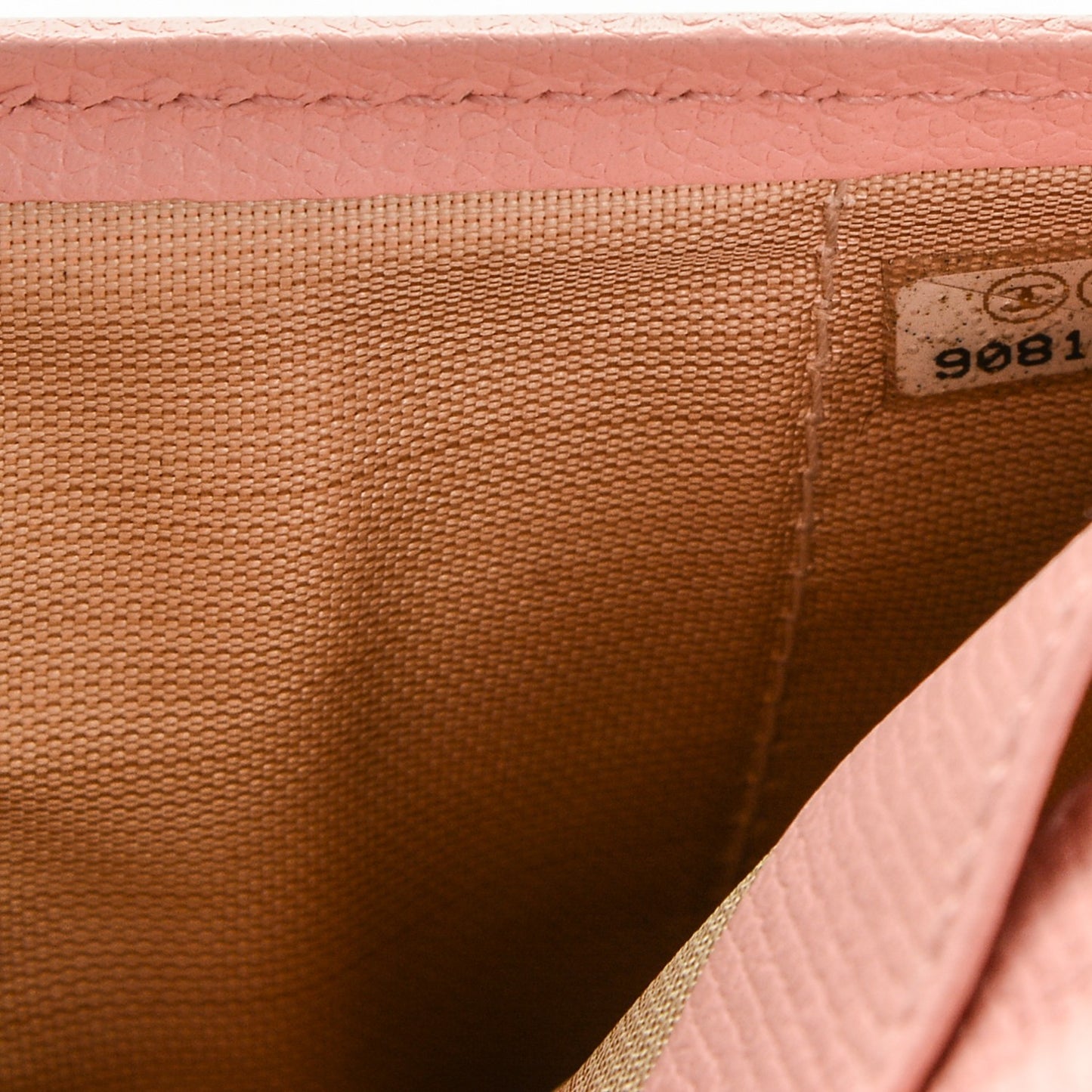 Grained Calfskin CC Button Wallet Pink