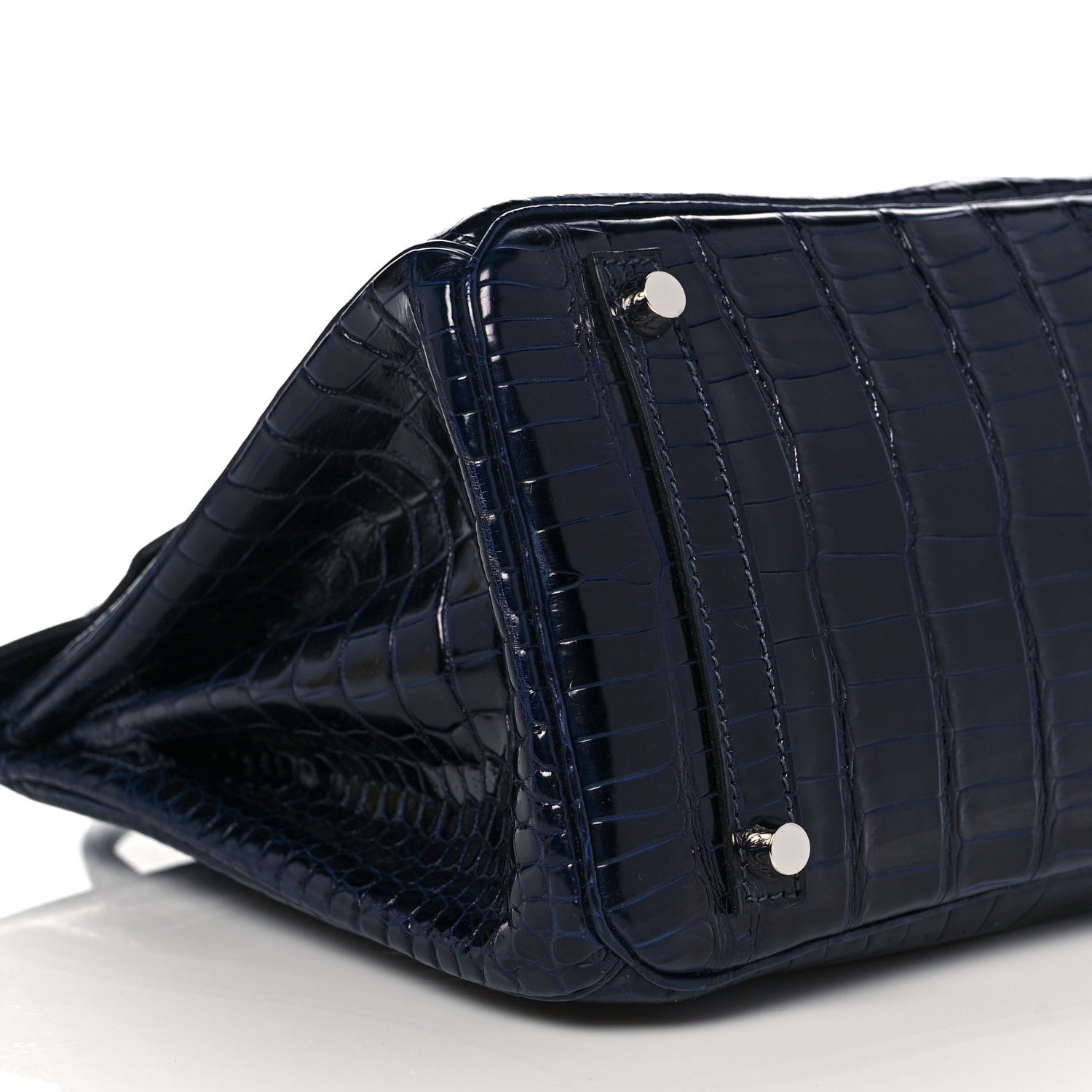 Hermes Shiny Porosus Crocodile Birkin 30 Bleu Marine 8 of 35