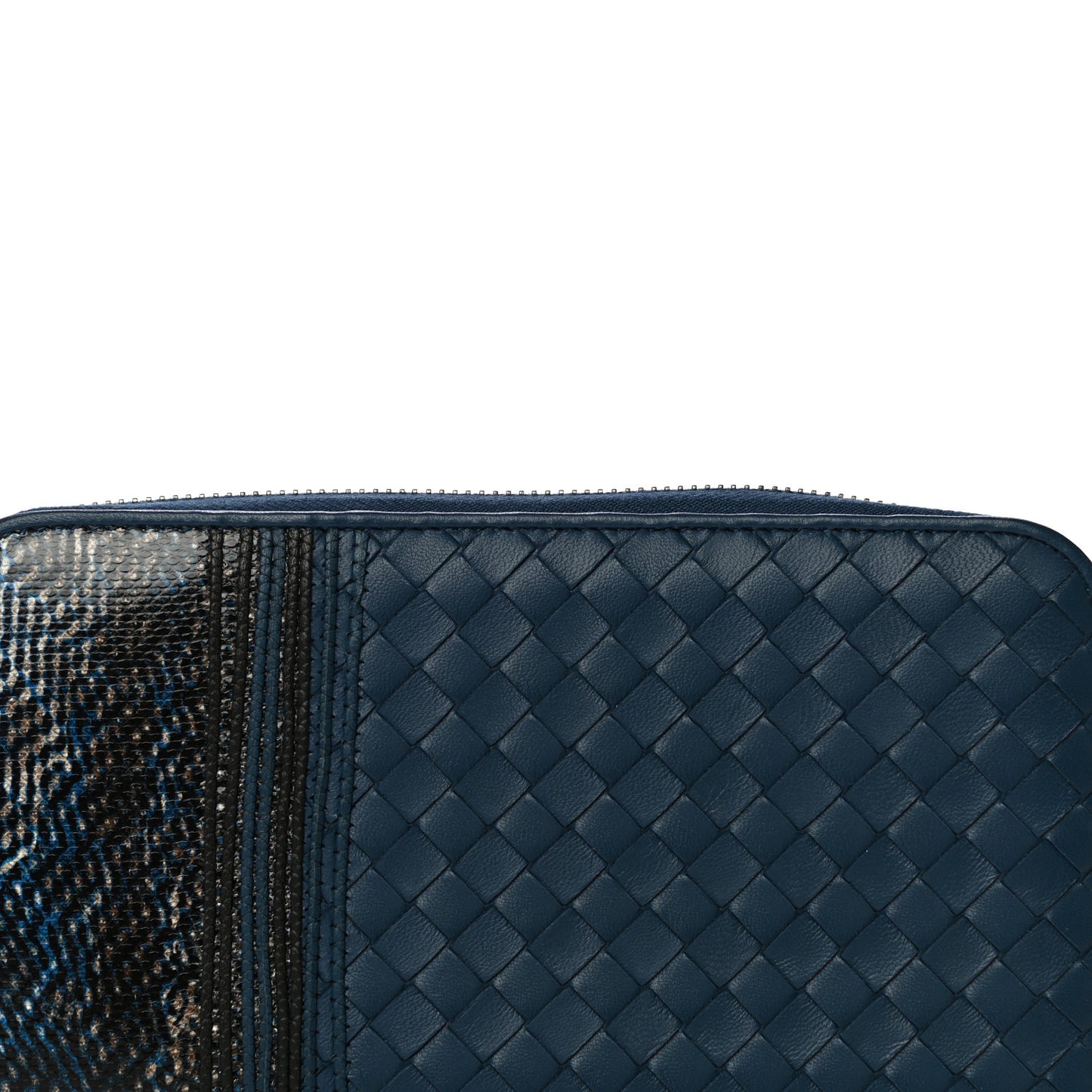 Nappa Embroidered Zip Around Wallet Blue