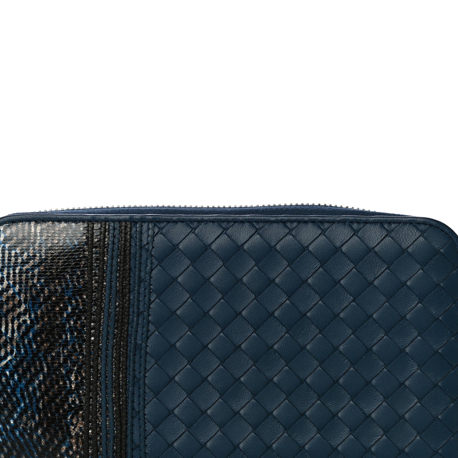 Bottega Veneta Nappa Embroidered Zip Around Wallet Blue 7 of 11