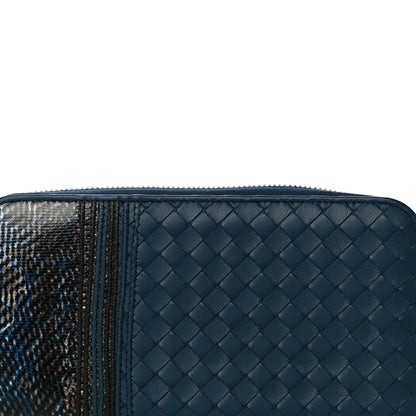 Bottega Veneta Nappa Embroidered Zip Around Wallet Blue 7 of 11