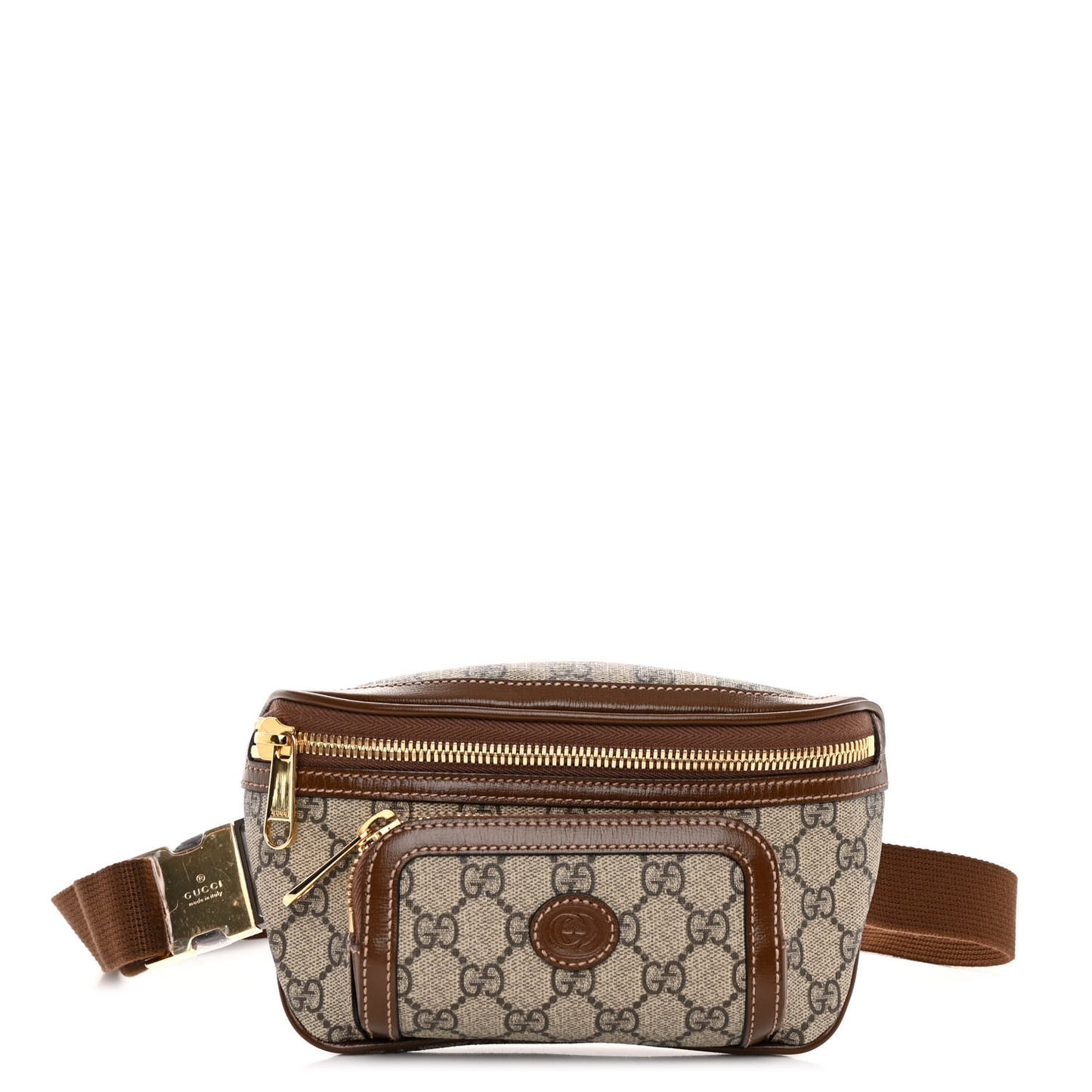 GG Supreme Monogram Textured Calfskin Retro Interlocking G Belt Bag Beige Ebony Brown Sugar