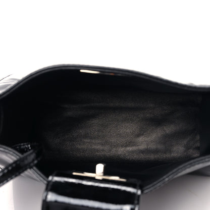 Chanel Patent Mademoiselle Lock Convertible Wrist Clutch Bag Black 6 of 11