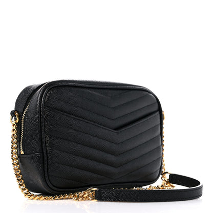 Saint Laurent Grain De Poudre Matelasse Monogram Mini Lou Camera Bag Black 3 of 9