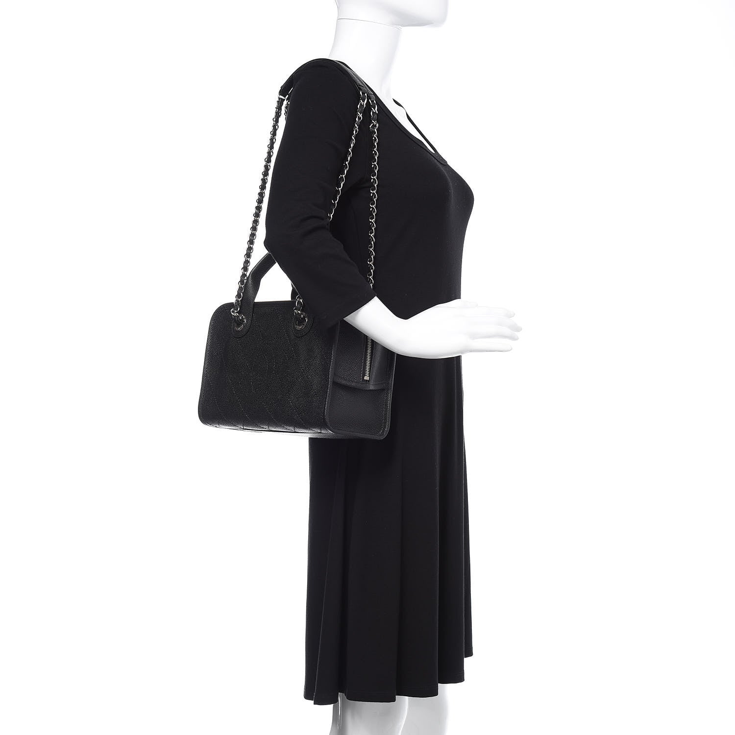 Chanel Caviar Quilted Small Deauville Bowling Bag Black 2 of 9