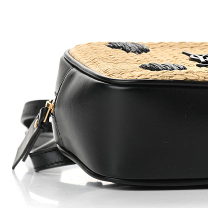 Saint Laurent Raffia Canvas Monogram Lou Heart Belt Bag Beige Black 7 of 8