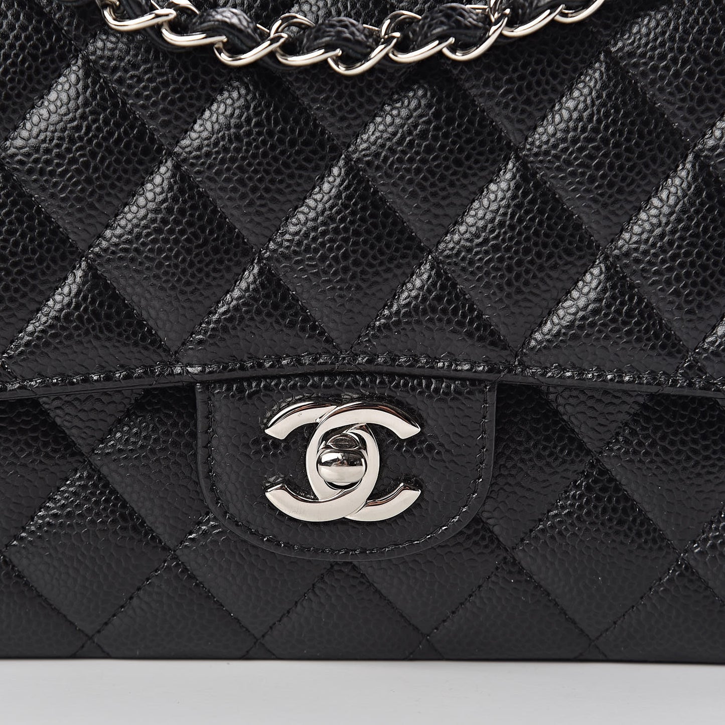 Caviar Quilted Medium Double Flap Black