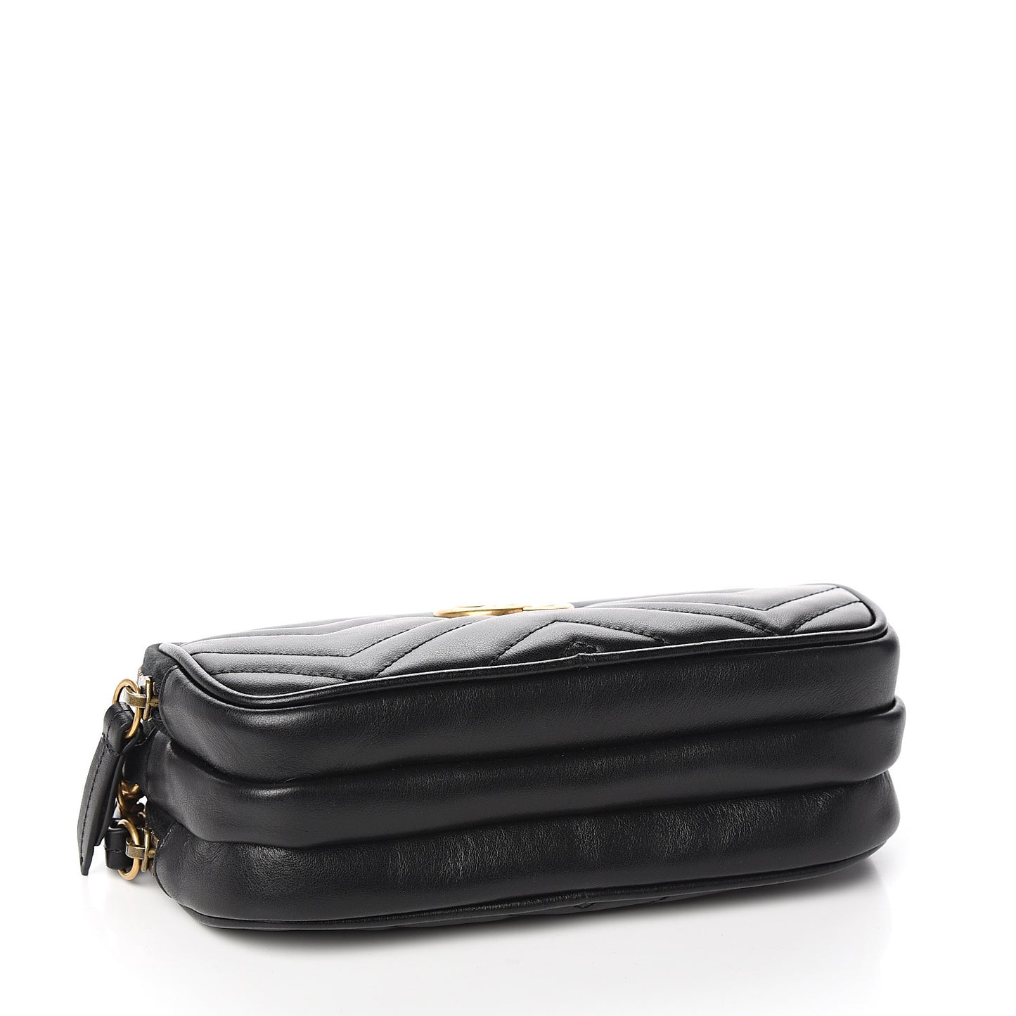 Calfskin Matelasse Mini GG Marmont Chain Crossbody Bag Black