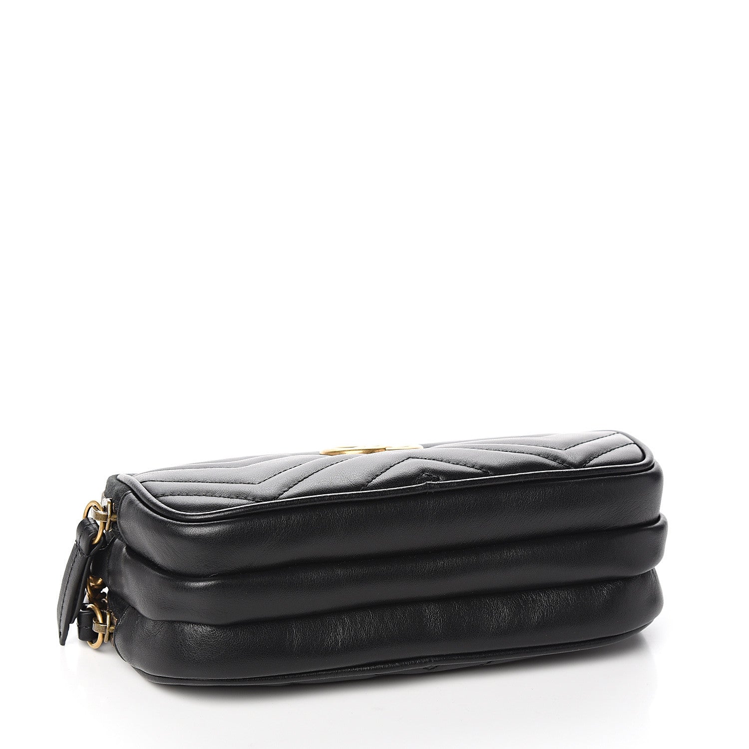 Gucci Calfskin Matelasse Mini GG Marmont Chain Crossbody Bag Black 3 of 12