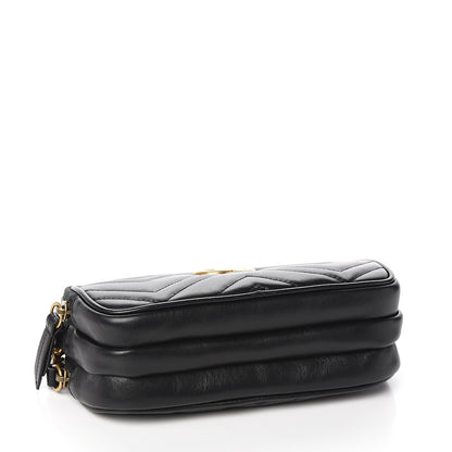 Gucci Calfskin Matelasse Mini GG Marmont Chain Crossbody Bag Black 3 of 12
