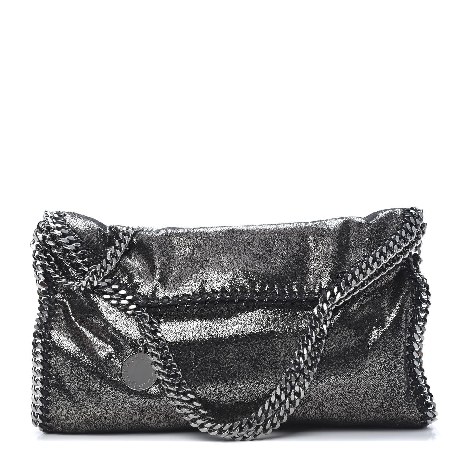 Stella McCartney Chamois Shiny Dotted Falabella Fold Over Tote Ruthenium 1 of 10