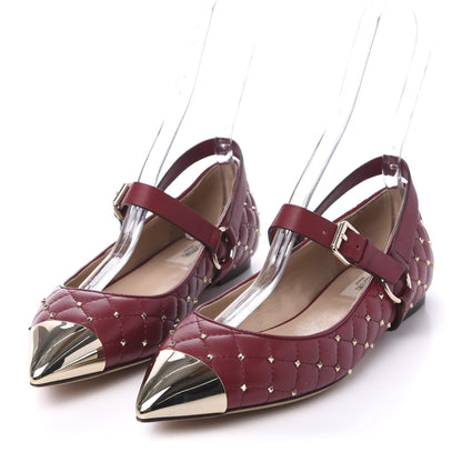 Valentino Garavani Lambskin Rockstud Spike Captoe Ballerina Flats 37.5 Rubin Gold 3 of 8
