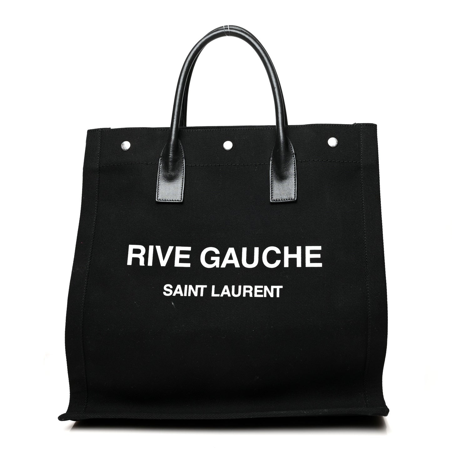 Linen Calfskin Rive Gauche North South Tote Black