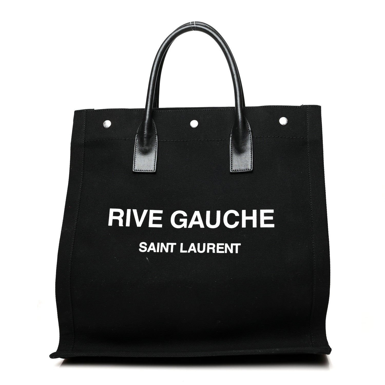 Saint Laurent Linen Calfskin Rive Gauche North South Tote Black 1 of 10