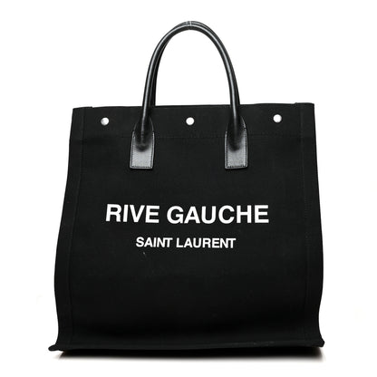 Saint Laurent Linen Calfskin Rive Gauche North South Tote Black 1 of 10