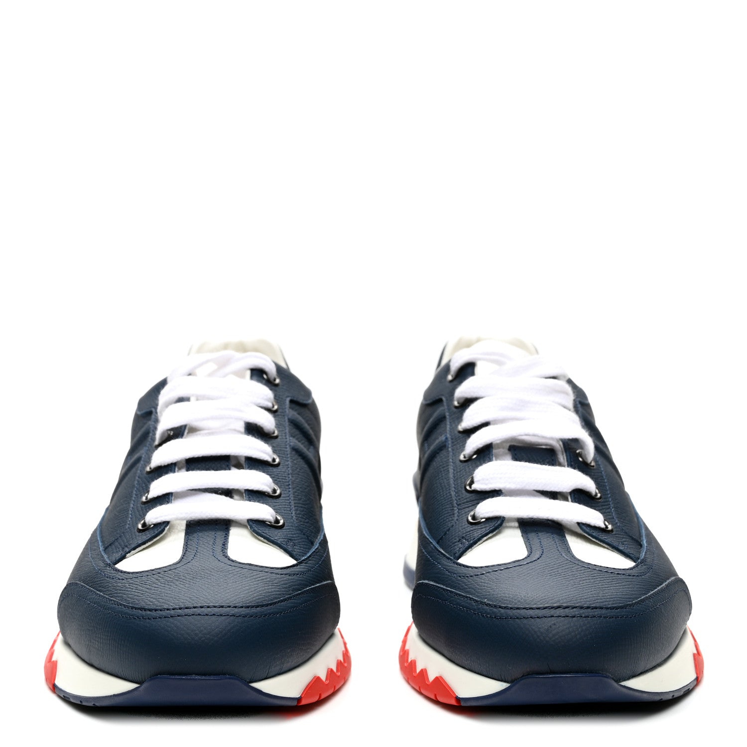 Hermes Epsom Calfskin Mens Trail Sneakers 42 Indigo White 2 of 9