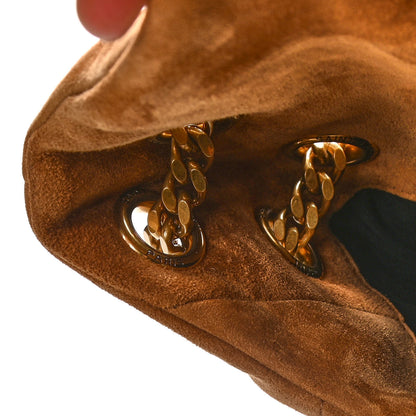 Saint Laurent Suede Calfskin Quilted Small Loulou Puffer Monogram Chain Satchel Cinnamon 18 of 20