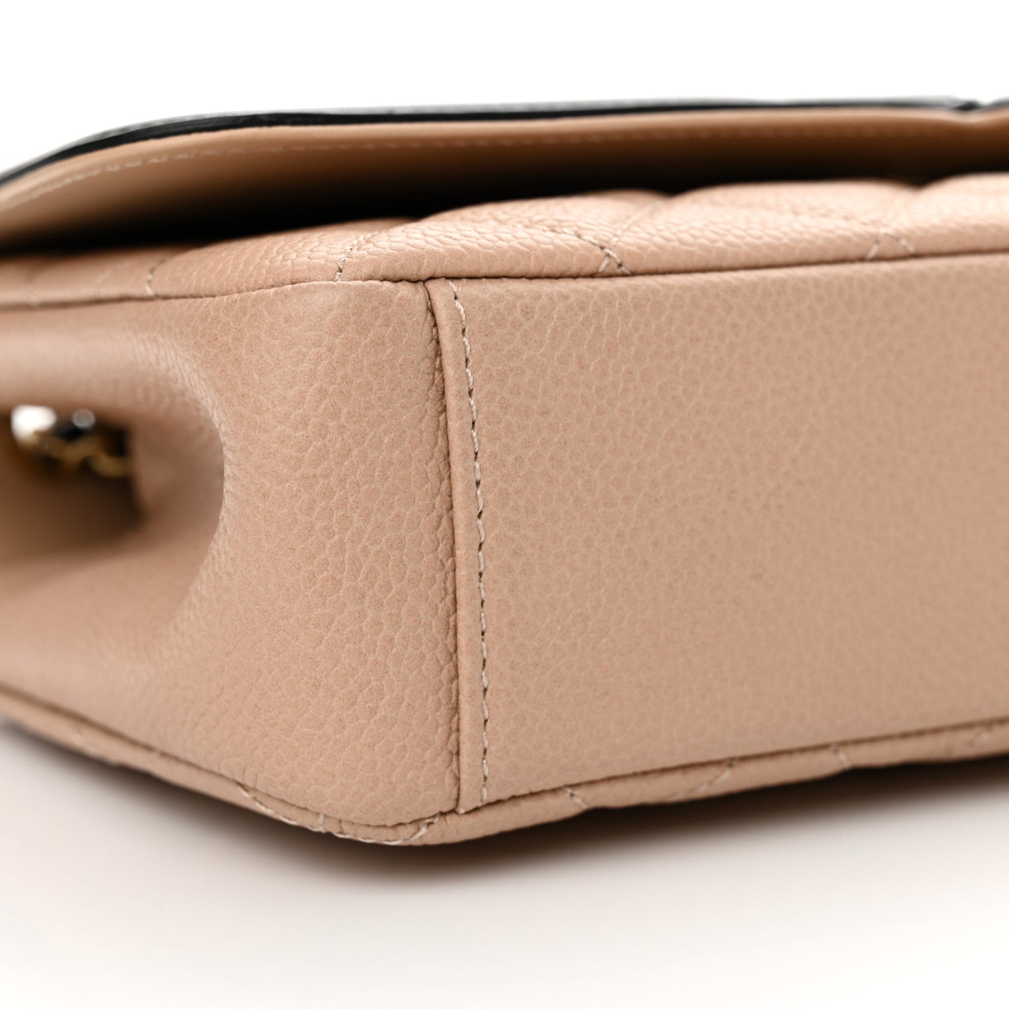 Caviar Quilted Small CC Filigree Flap Beige Black