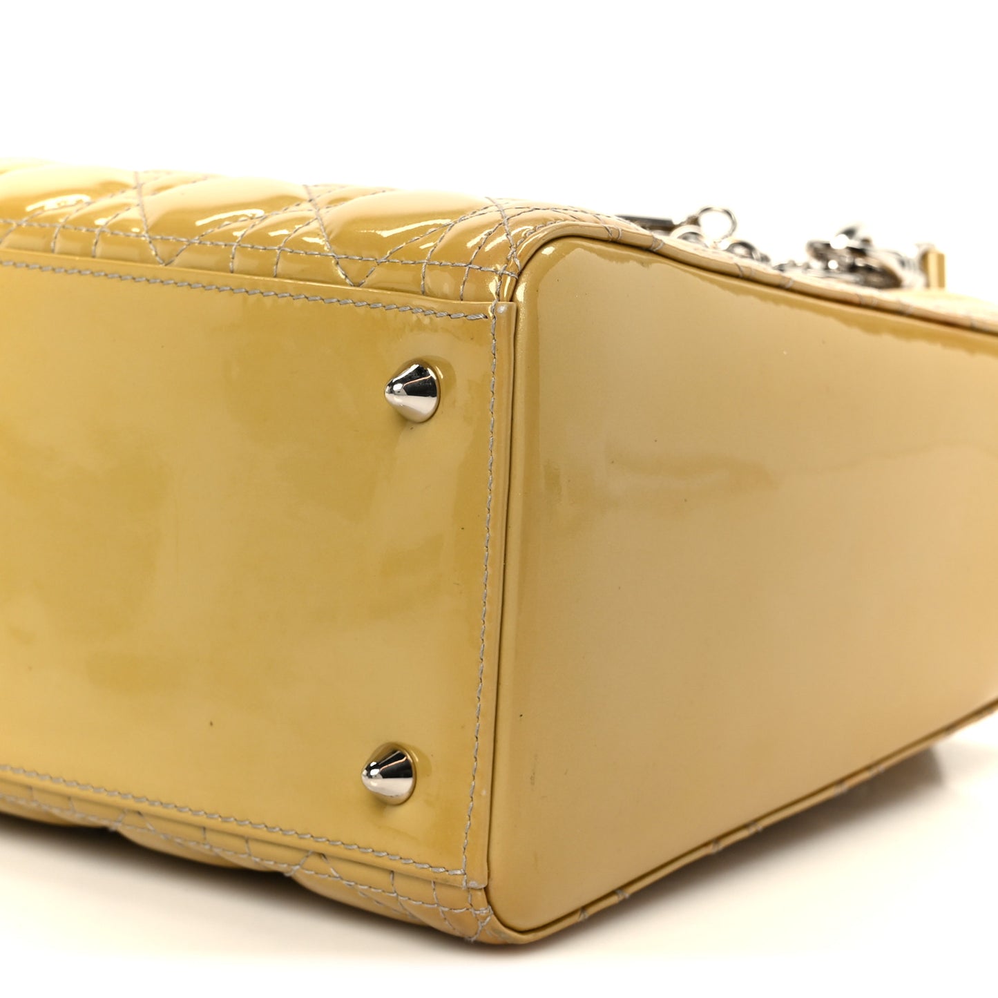Patent Cannage Medium Lady Dior Beige