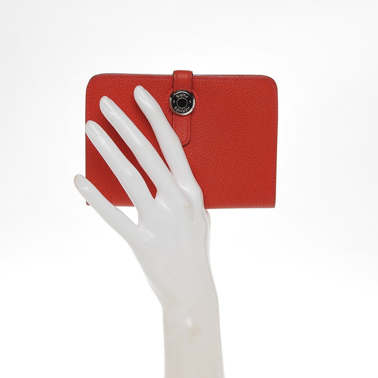 Hermes Togo Dogon Compact Shadow Wallet Rouge Pivoine 2 of 8