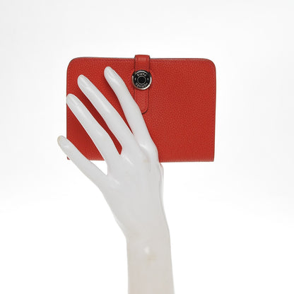 Hermes Togo Dogon Compact Shadow Wallet Rouge Pivoine 2 of 8