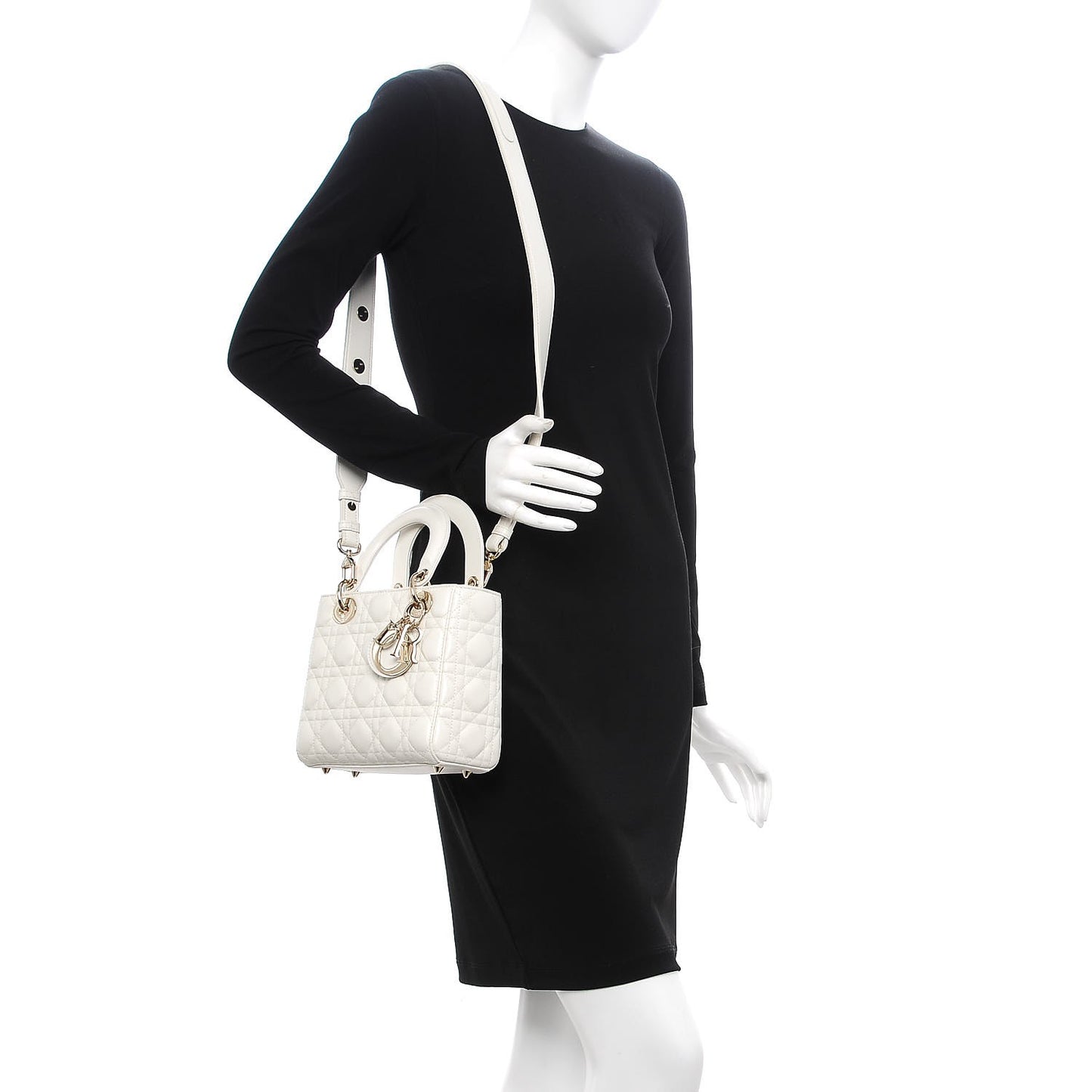 Lambskin Cannage Small My Lady Dior White