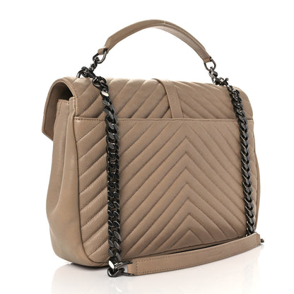 Saint Laurent Sheepskin Matelasse Chevron Monogram Large College Bag Fard 2 of 11