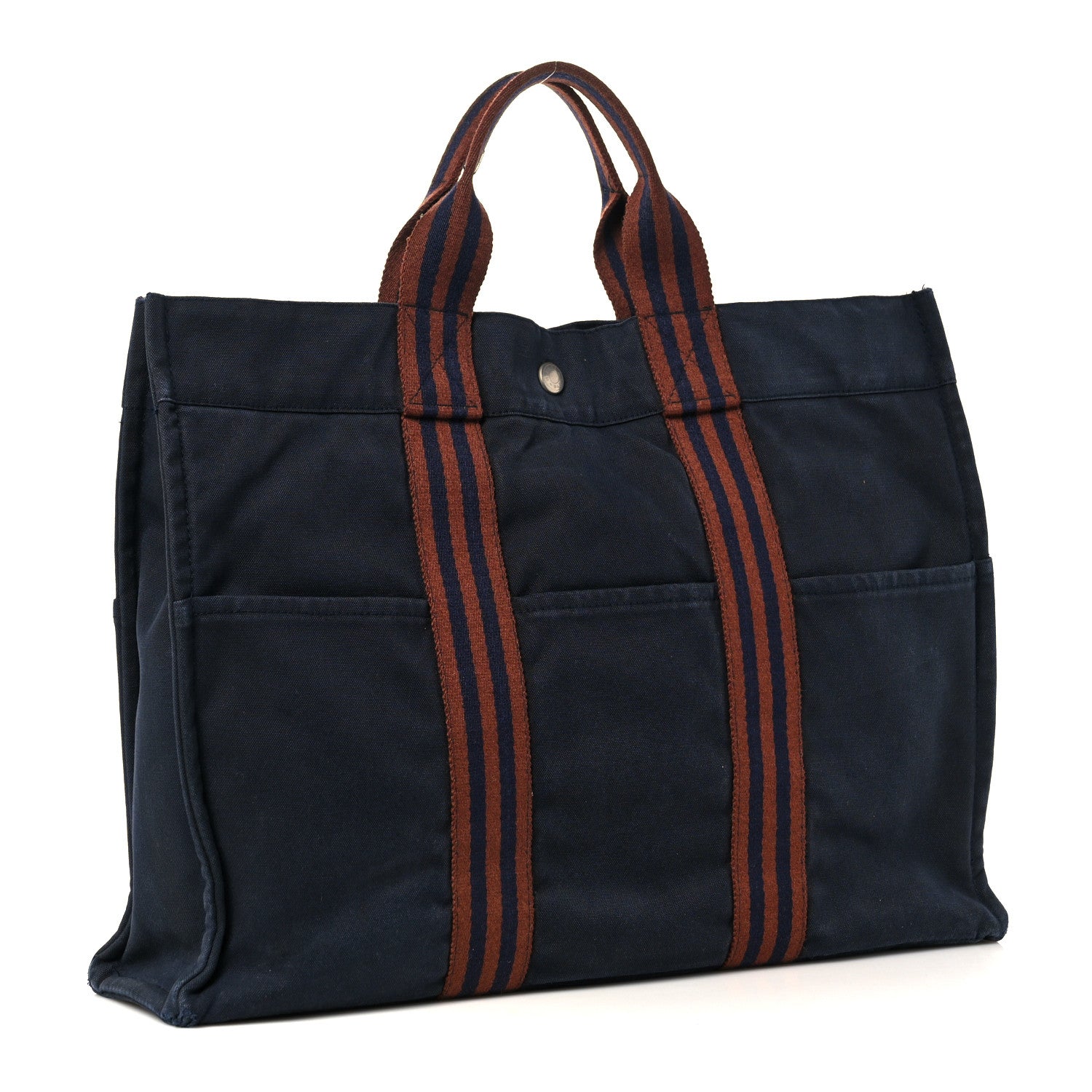 Hermes Canvas Herline Tote MM Navy 2 of 13