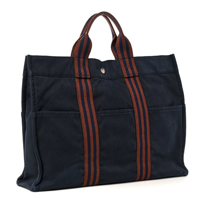 Hermes Canvas Herline Tote MM Navy 2 of 13