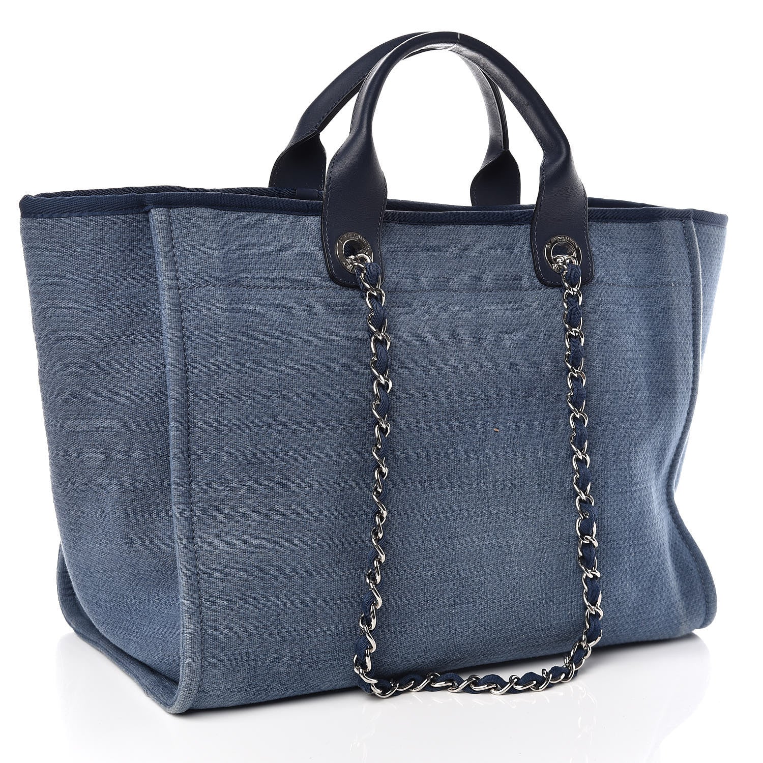 Chanel Canvas Large Deauville Tote Blue 4 of 10