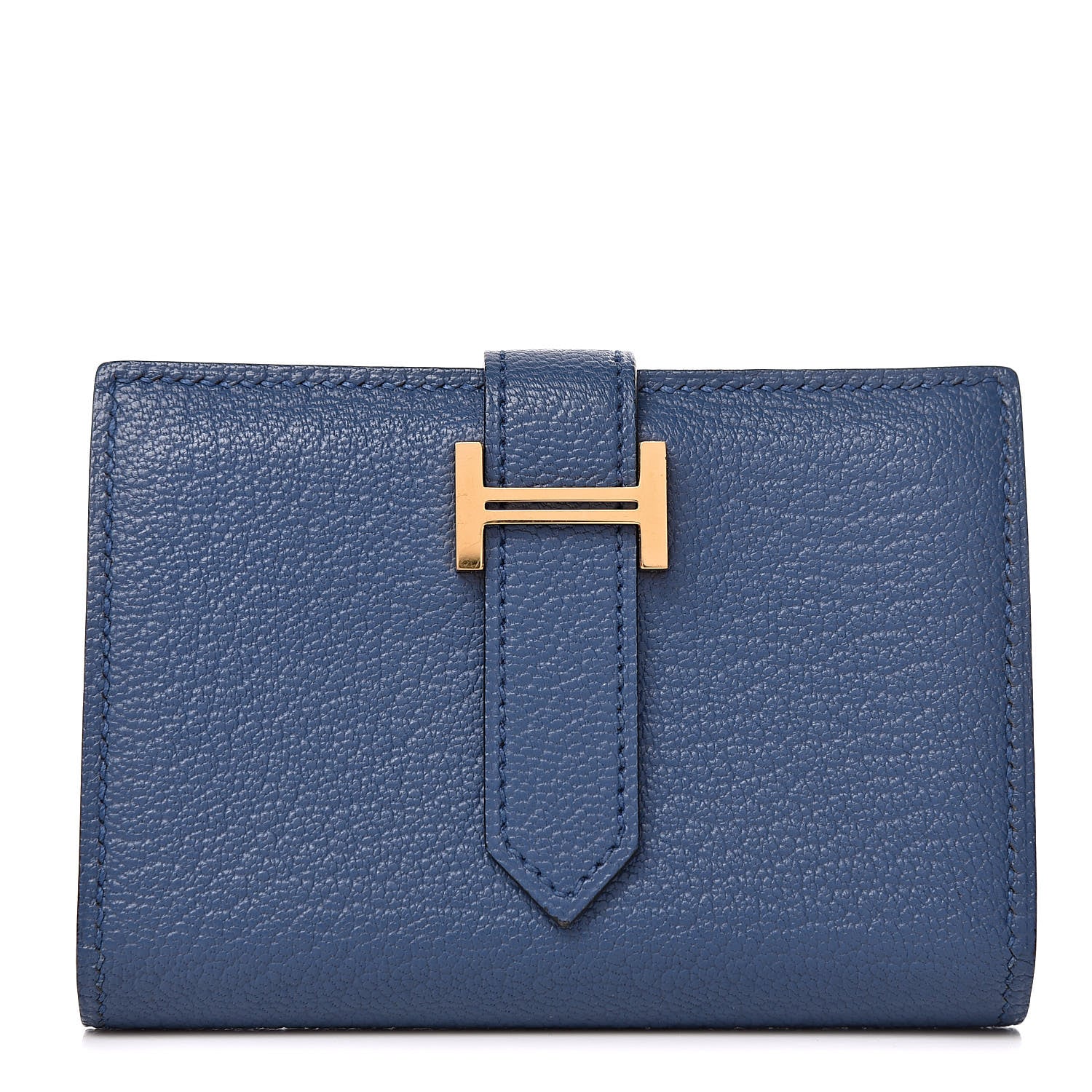Hermes Chevre Mysore Mini Bearn Wallet Bleu Agate 1 of 8