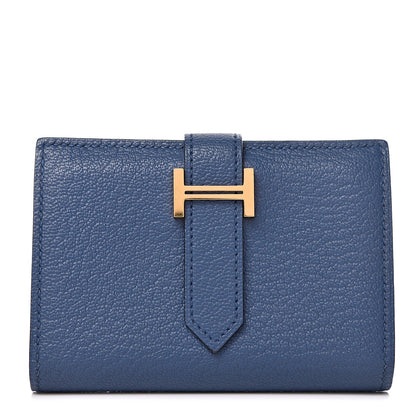 Hermes Chevre Mysore Mini Bearn Wallet Bleu Agate 1 of 8