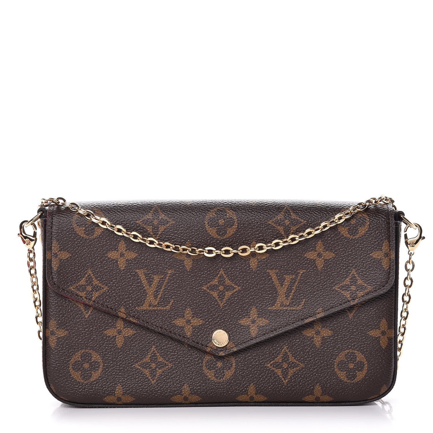 Louis Vuitton Monogram Pochette Felicie Chain Wallet Fuchsia 1 of 15