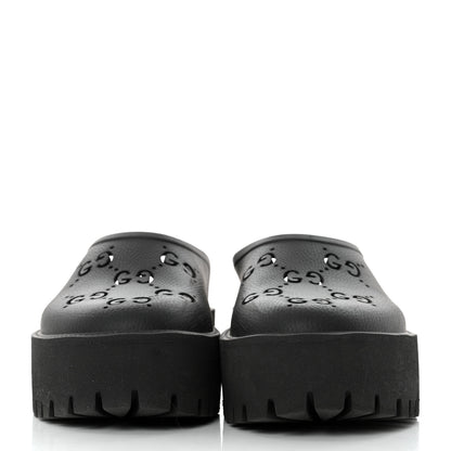 Gucci Rubber GG Monogram Perforated Elea Platform 55mm Lug Sole Sandals 40 Black 2 of 9