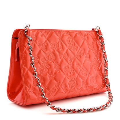 Chanel Patent Calfskin Lucky Symbols Pochette Coral 3 of 12