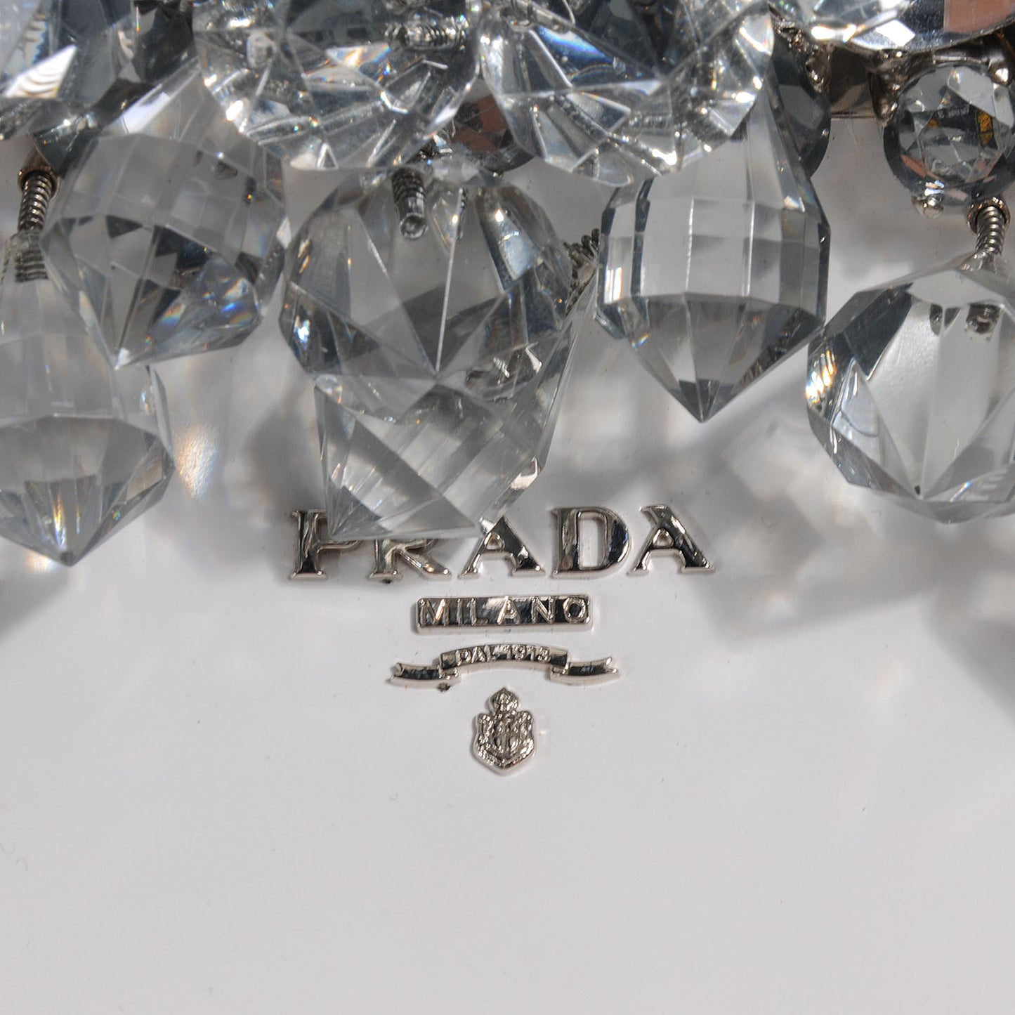 Spazzolato Crystal Encrusted Clutch White