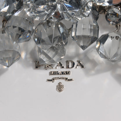 Prada Spazzolato Crystal Encrusted Clutch White 5 of 7