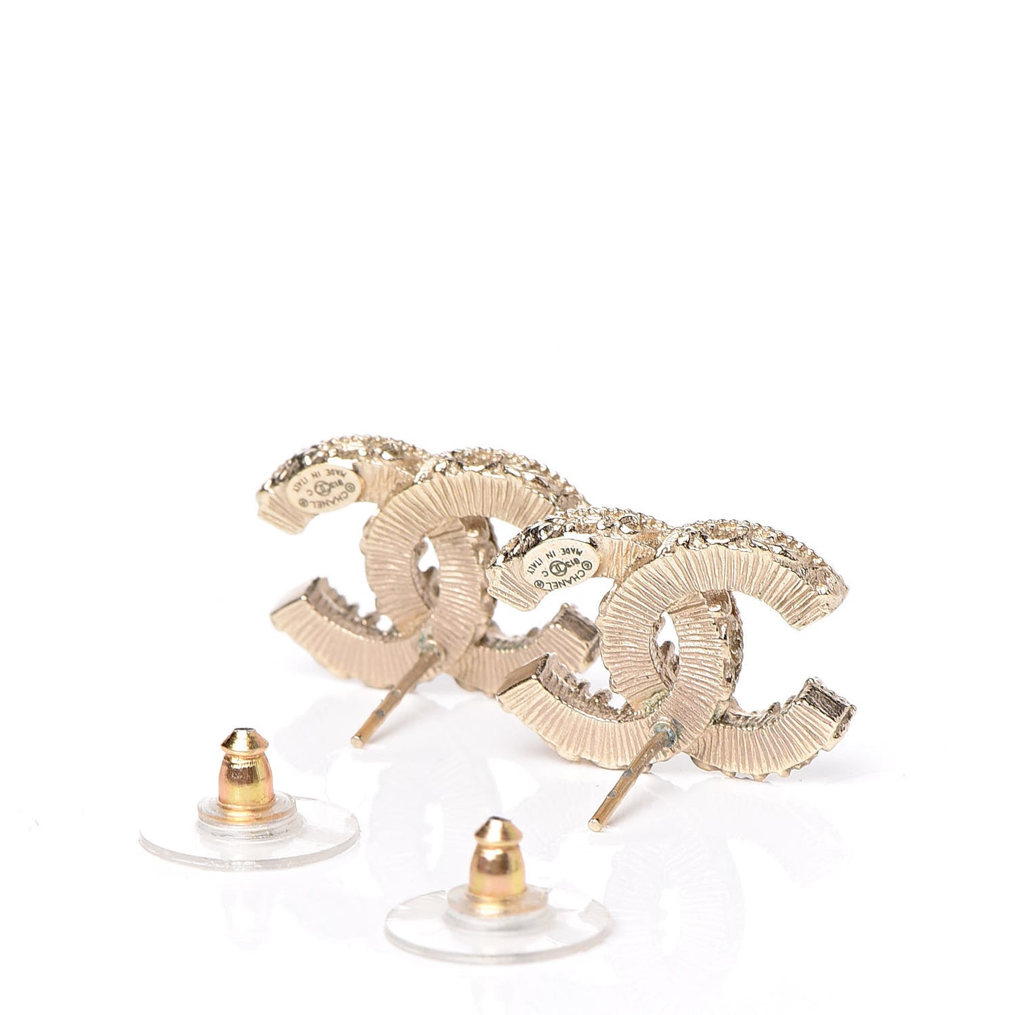 Enamel CC Baroque Earrings Black Gold