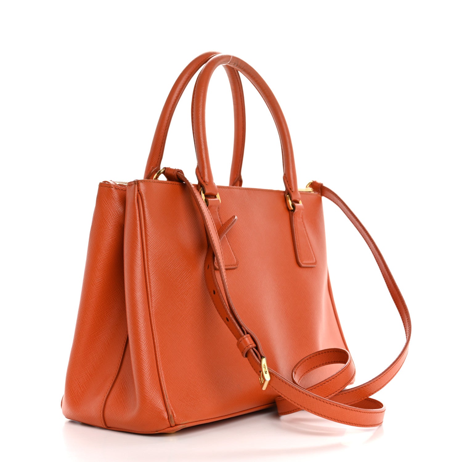 Prada Saffiano Small Galleria Double Zip Tote Papaya 3 of 19