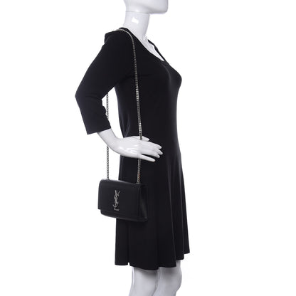 Saint Laurent Grain De Poudre Small Monogram Kate Satchel Black 2 of 9