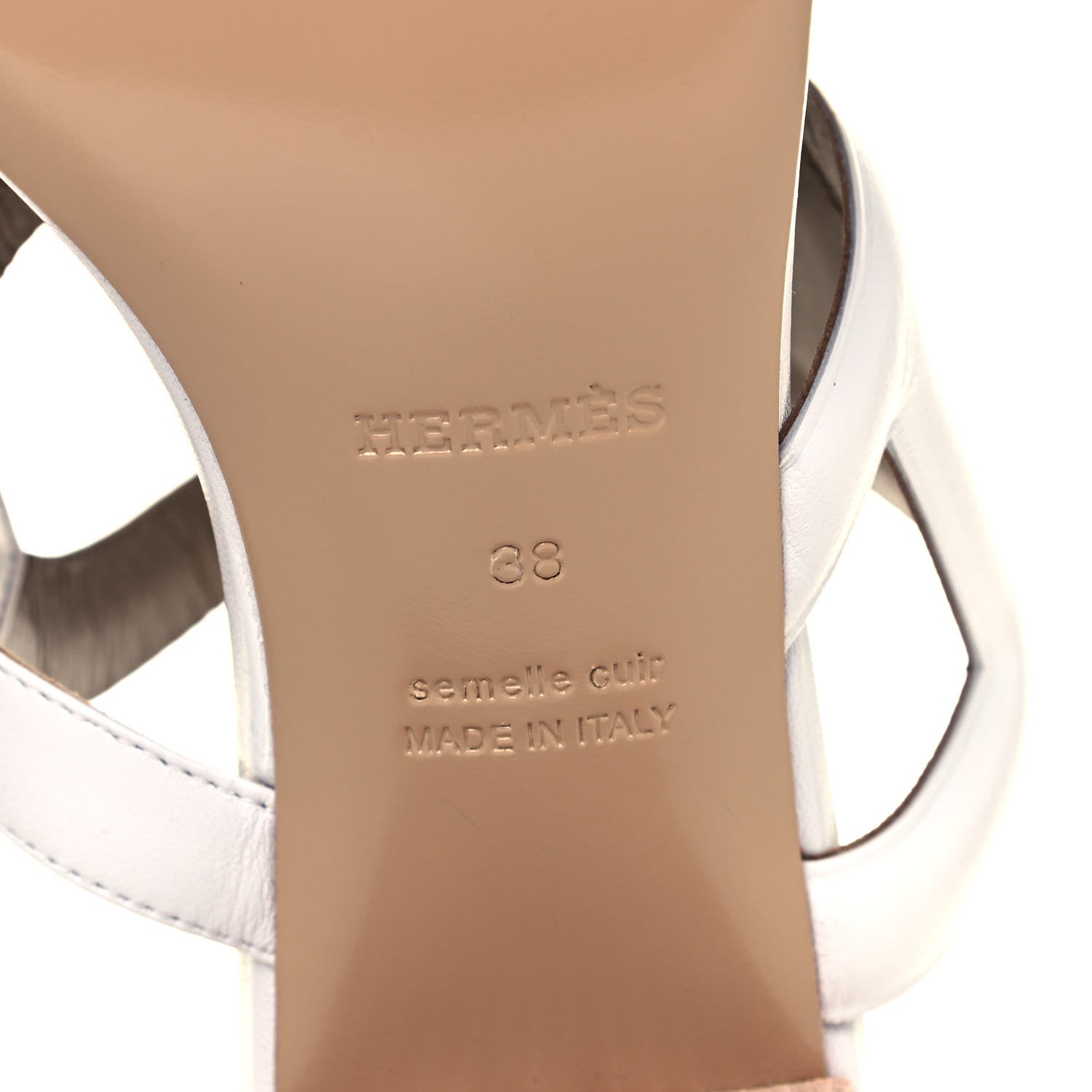 Hermes Nappa Bikini Sandals 38 White 6 of 8