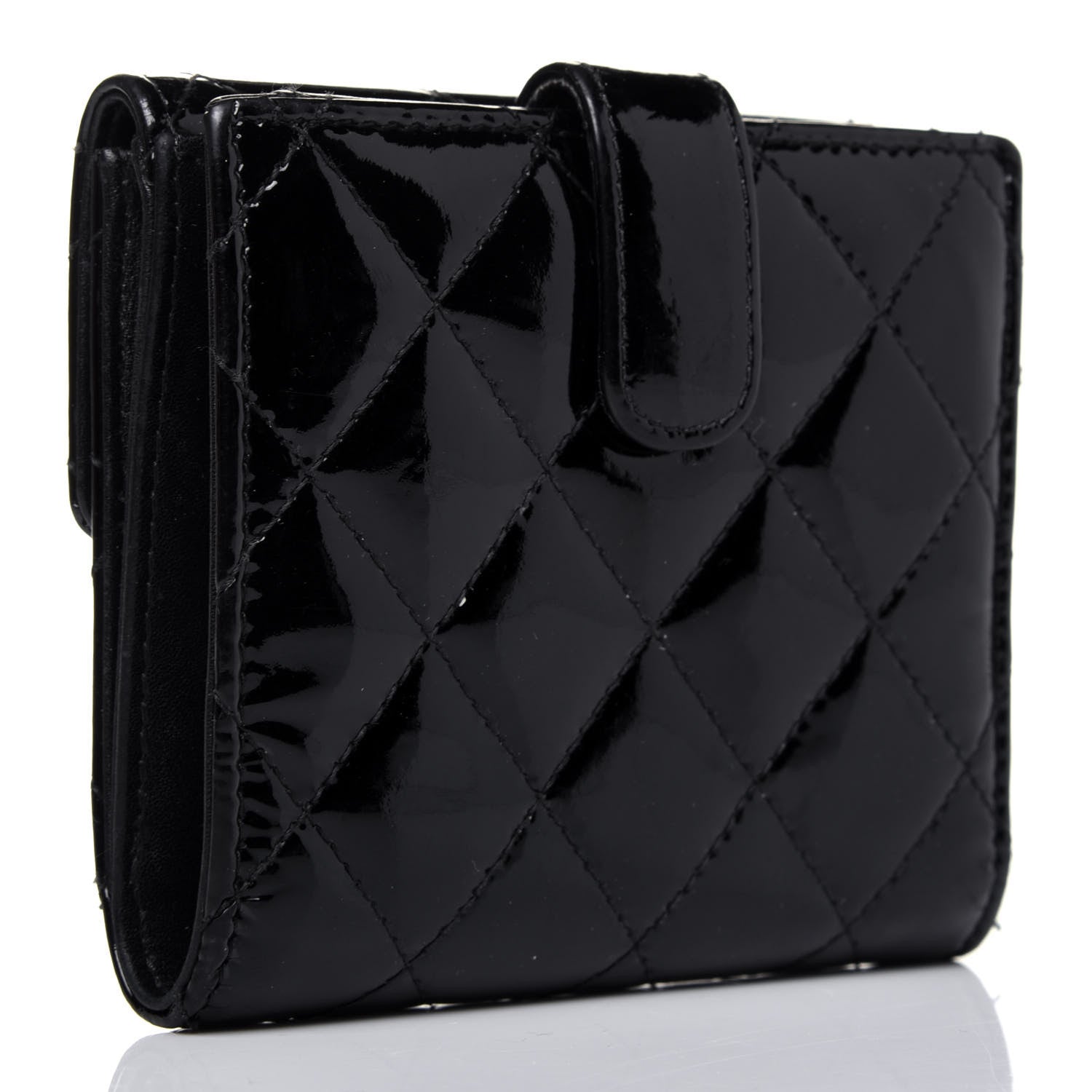 Chanel Patent Quilted Brilliant French Flap Wallet Black 3 of 17
