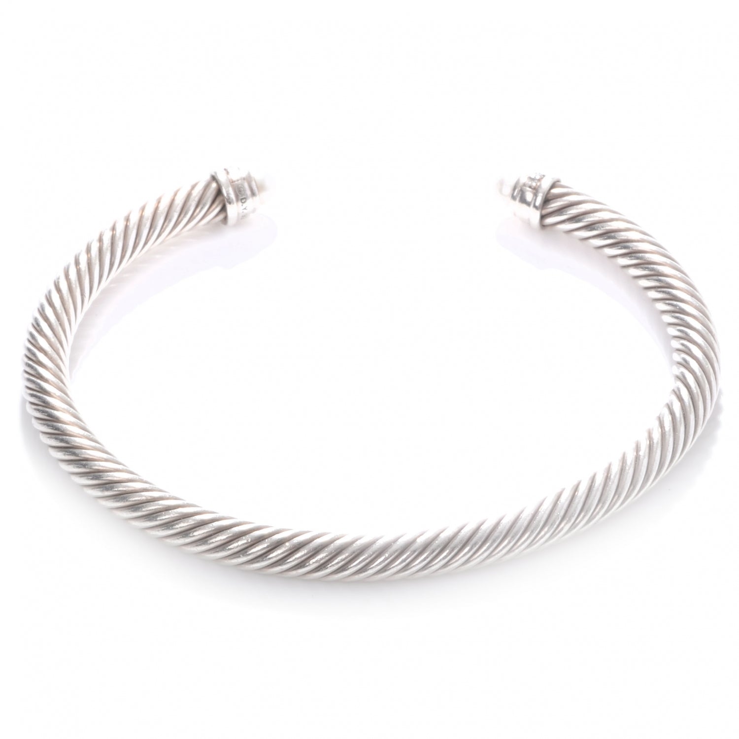 David Yurman Sterling Silver Diamond Pearl 5mm Cable Classics Bracelet 3 of 6